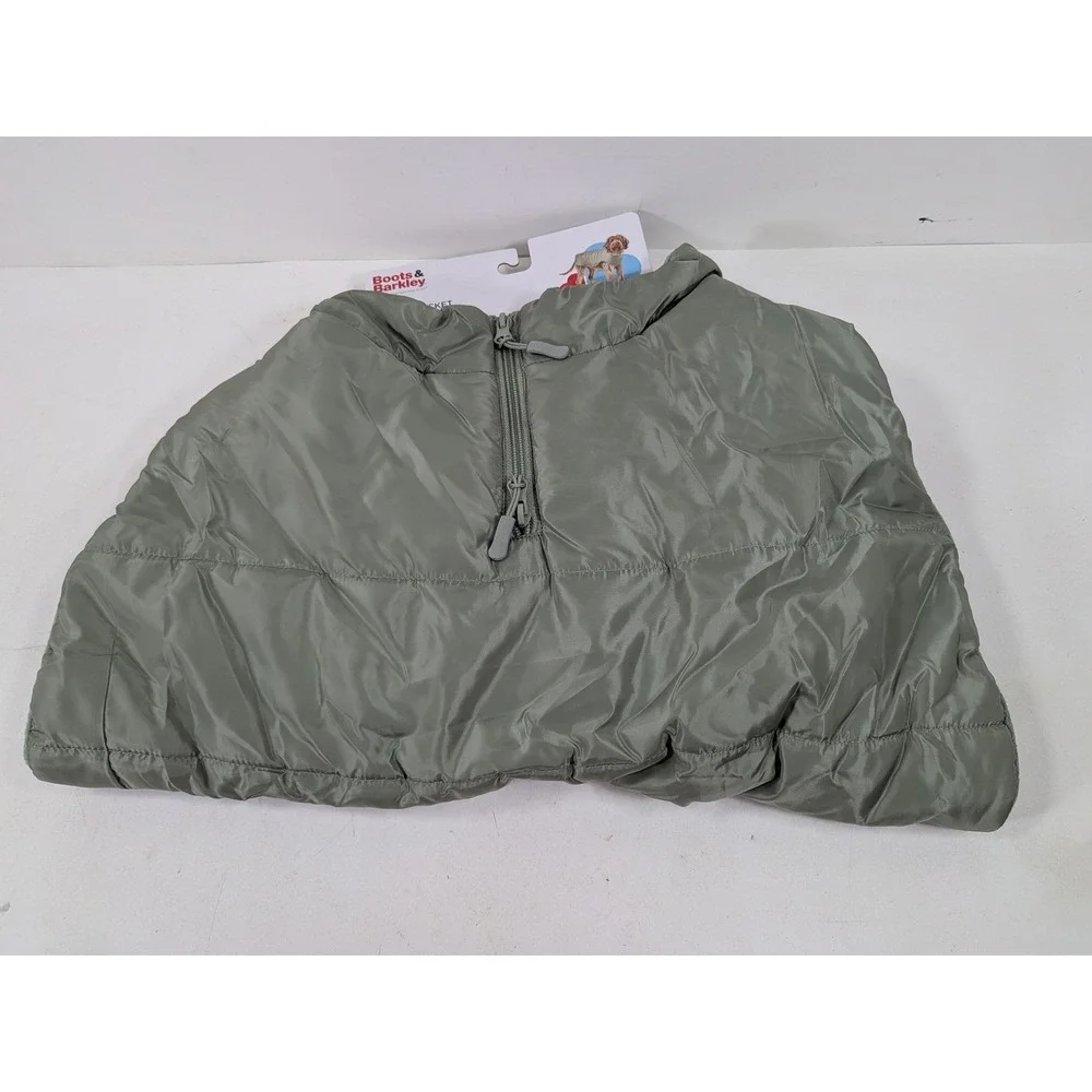 Boots & Barkley Large Puffer Jacket Pet Apparel Sage Green Fleece Lined Dog Coat
